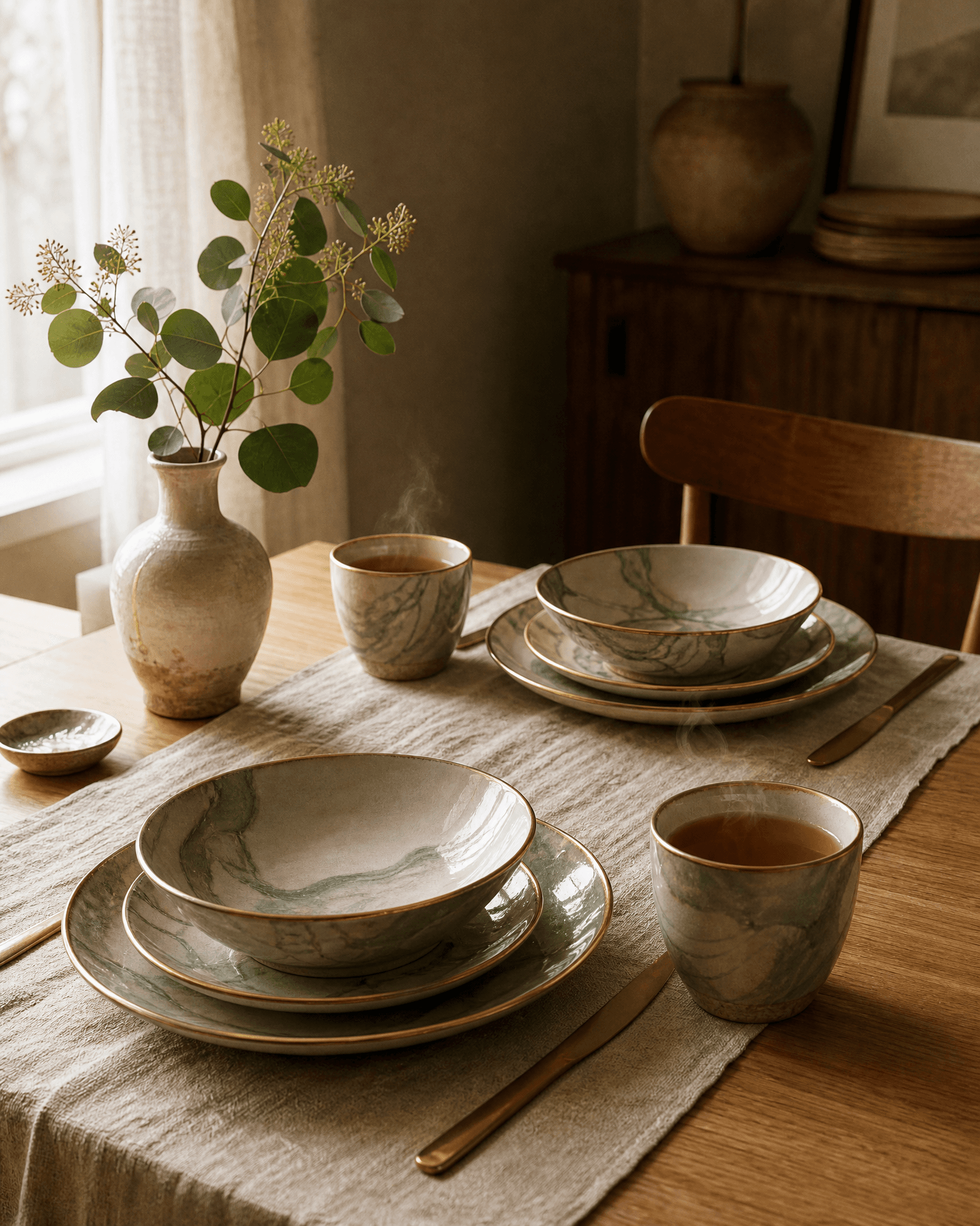A table at home set with Eternal Ceramics tableware