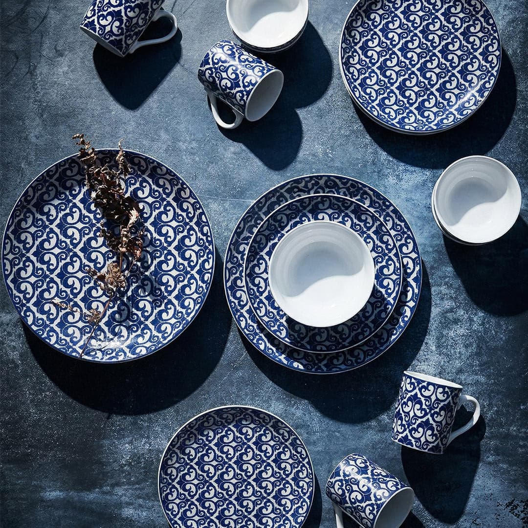 Blue Gem 24-Piece Ceramic Dinner Set - Deep Blue