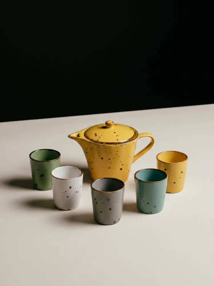 Clay & Color Tea Set - Sigma Series | 6-Piece Ceramic Teapot & Cup Set