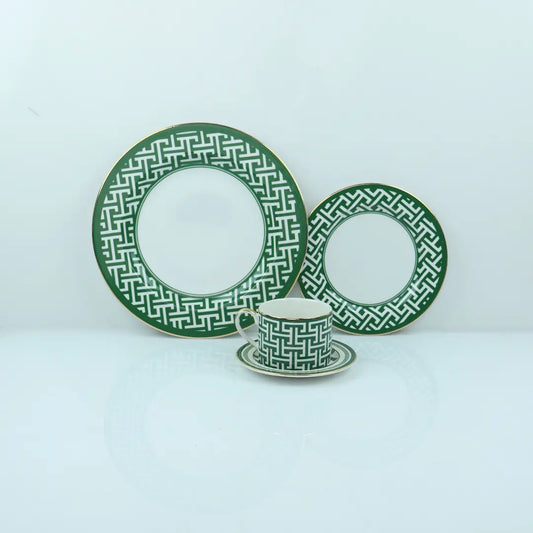 Ornate Green Full Dinner Plate